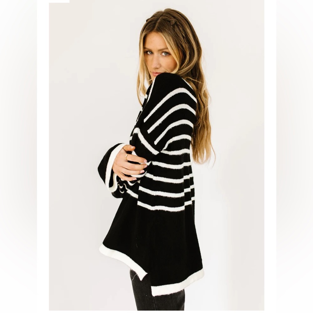 09 Boho spring oversized Knit sweater striped top - Picture 4 of 5